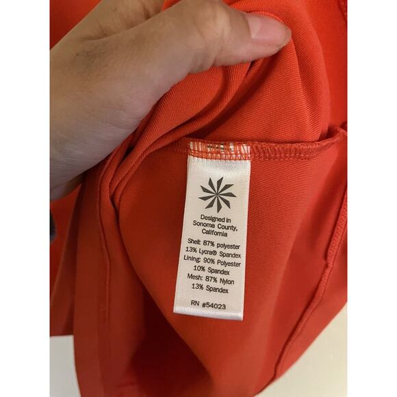 Athleta Top Women's Small Orange Workout Tank Activewear Mesh Back Cut Out - Picture 6 of 8